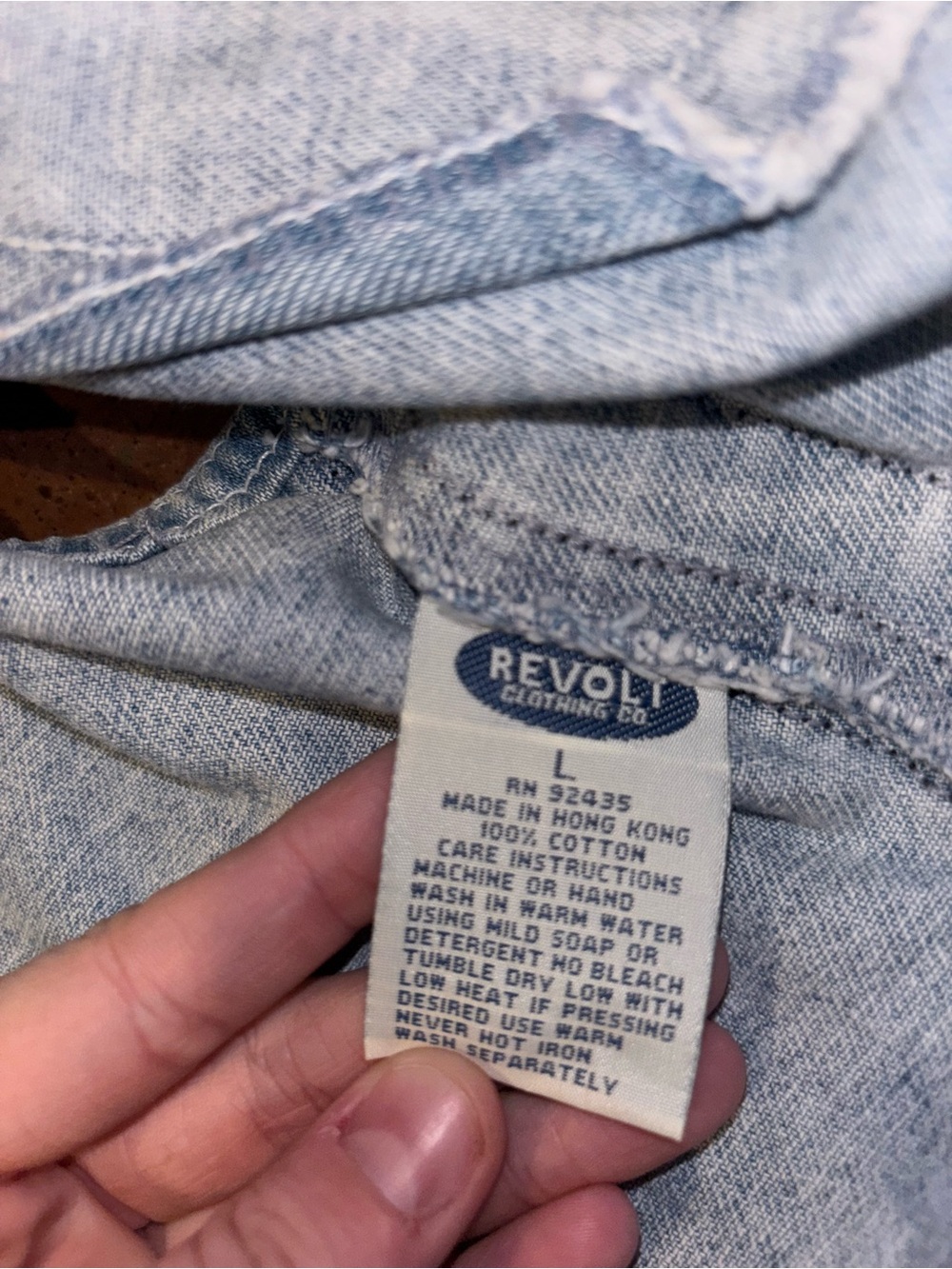 Revolt Denim Vest Light Wash 90s Grunge Sleeveless Jean Jacket Size L - Picture 6 of 7